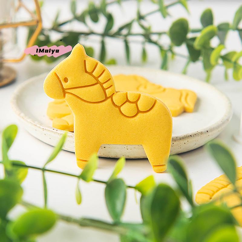 Cartoon Horse Cookie Cutter DIY Biscuits Fondant Embossing Mold for 2026 New Year Party Cake Decoration Baking Tool