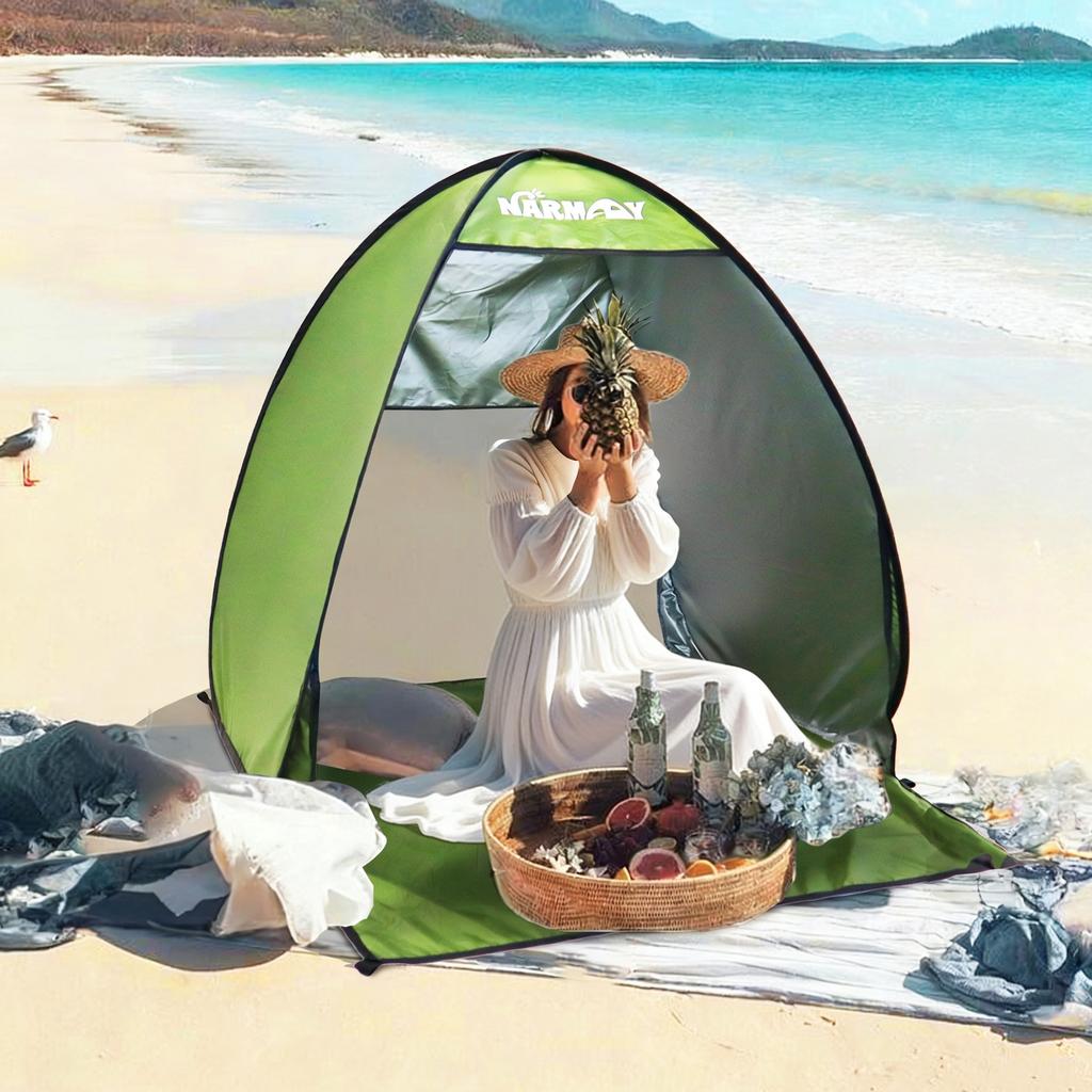 Tenda de Praia Pop-Up Resistente a UV e Impermeável Abrigo de Sombra Solar para Acampamento