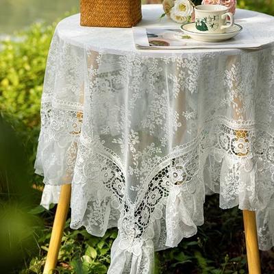 Französische Retro-Spitzentischdecke Rund Rechteckig Esstisch Kaffeetisch Tischdecke Pastoral Romantisch Literarisch Überwurf