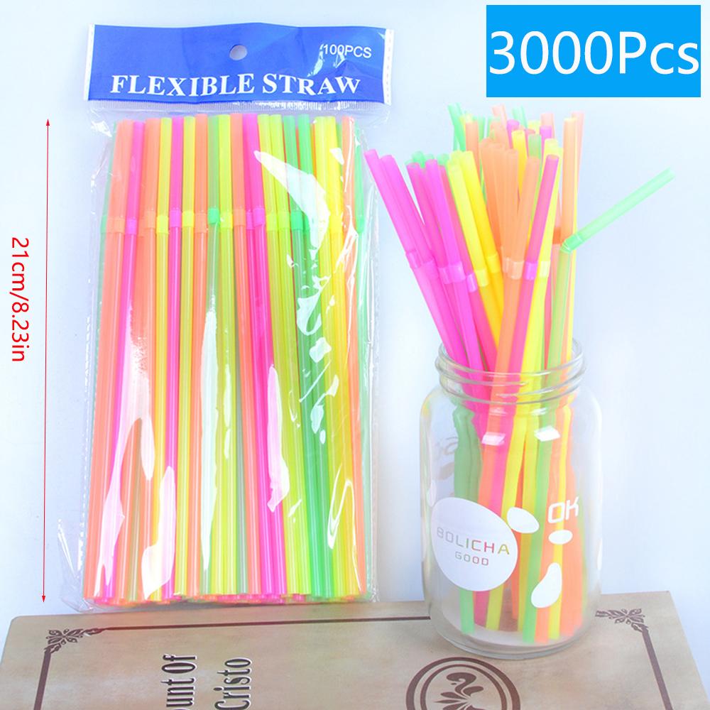 100/1000/5000/10000KS Barevná plastová brčka na pití Mléčný čaj Bar Párty Svatba Kuchyňské domácí doplňky Nápojové brčko