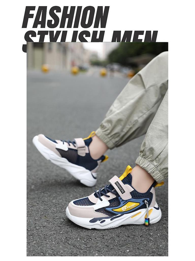 Summer 2025 Boys' Mesh Sports Shoes - Lightweight, Breathable, Soft Sole, Hollow Design for Medium To Large Children