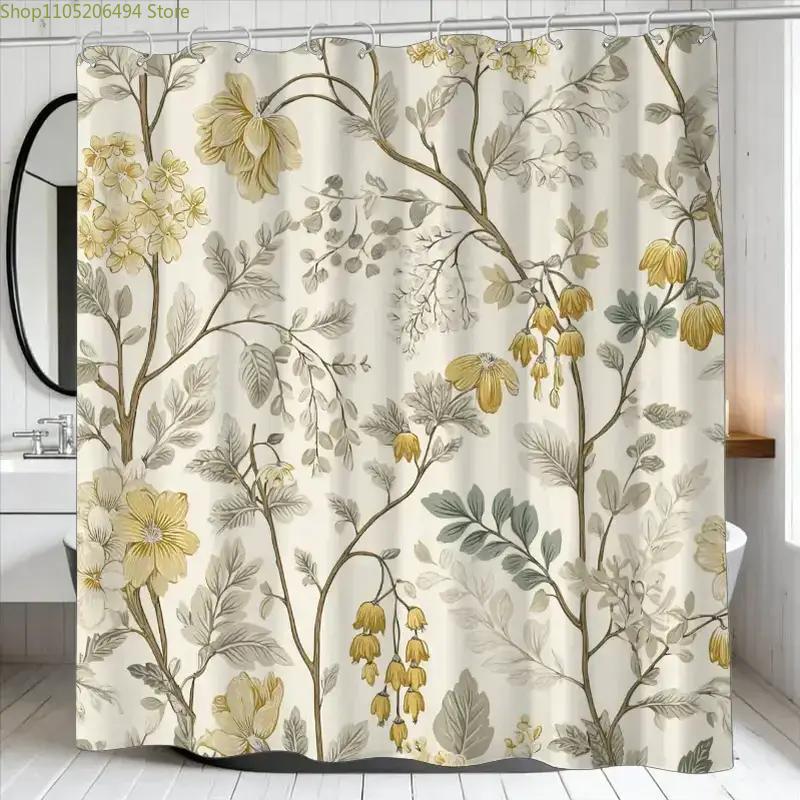 

1Pc Bathroom Shower Curtain, Autumn Leaves Collection, Anniversary Shower Curtain, Includes 12 Hooks, 180X180Cm Bathroom Curta W60H190(CM)-1 Pcs