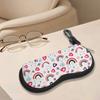 Boho Rainbow Heart Pattern Soft Sunglasses Case, Lightweight Portable Fabric Eyewear Pouch, Protective Glasses Bag for Travel Daily Use