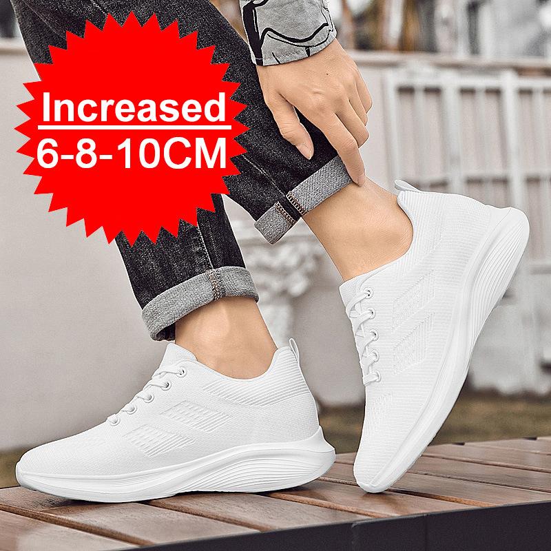 Flying Weaving Breathable Increase 8/10cm Invisible Height Increasing Casual Sneakers Men All Match Non-Slip Soft Walking Shoes