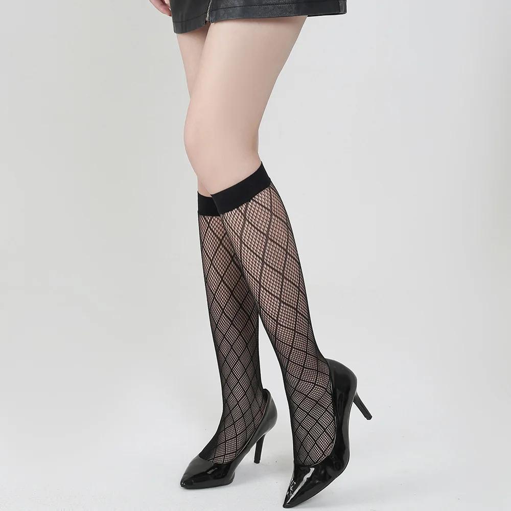 Dark Crew Net Stockings Spring Summer Chic Trendy Mid-Calf Hosiery Airy Comfy Bulk Pricing Black Mesh Socks Fashion Legwear