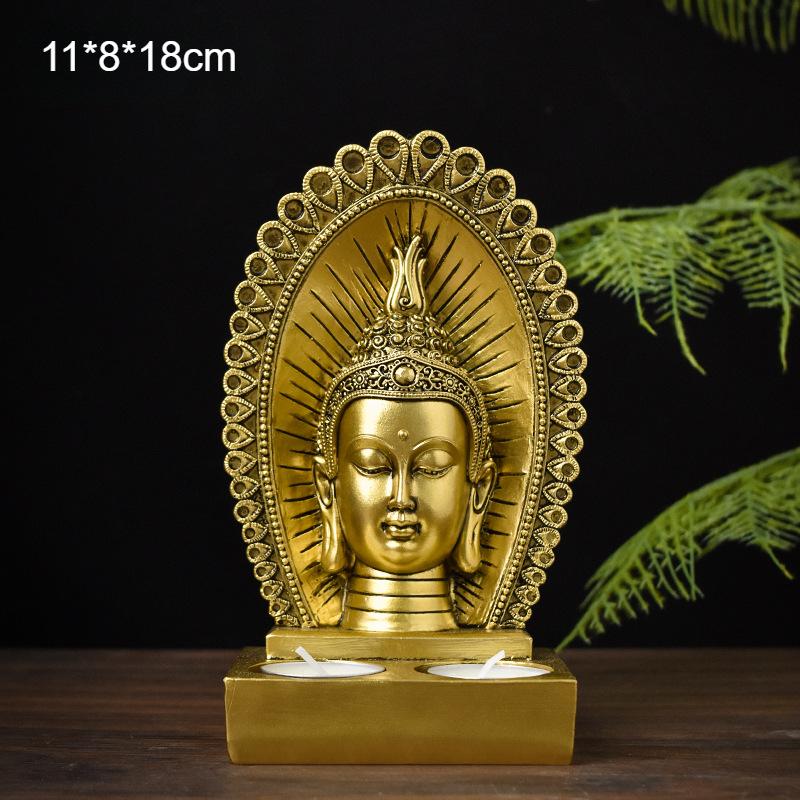 Candle Holder Buda Candlestick Resin Fengshui Budda Figurines India Thailand Buddhism Statue Office Desktop Home Decor