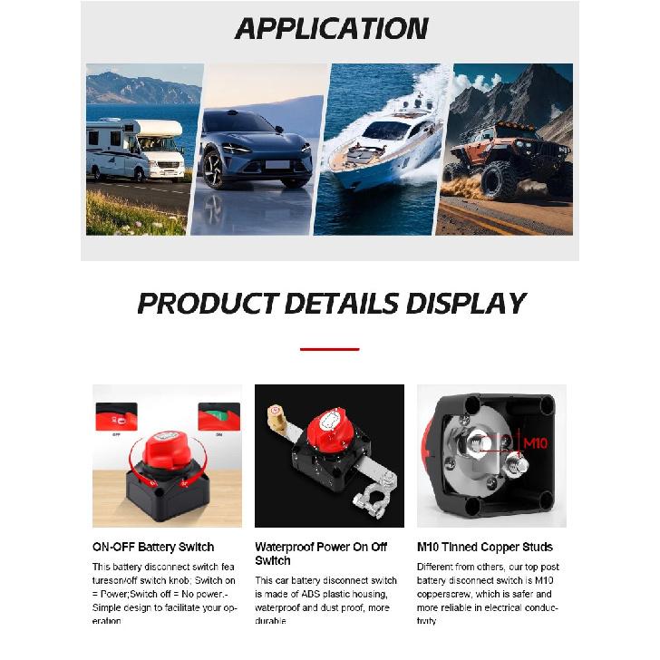 275A On Off Battery Disconnect Switch Master DC 12-48V Waterproof Battery Cut Off Switch for Car Vehicle RV Yacht and Boat