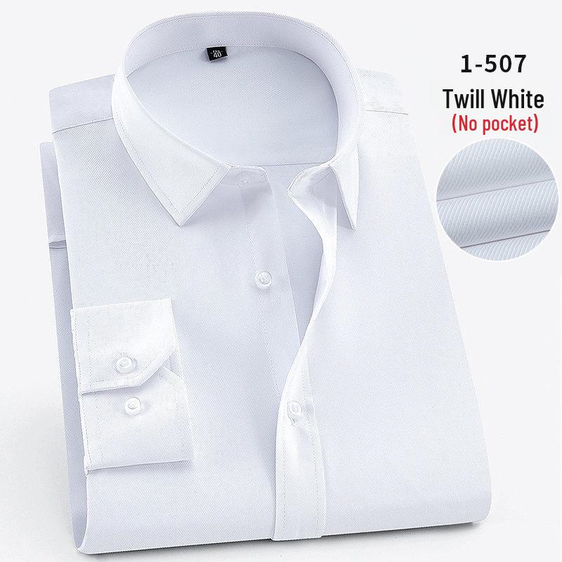 2025 Spring Men's Gray Non-Iron Long Sleeve Business Casual Shirt, Large Solid Color for Young to Middle-aged.
