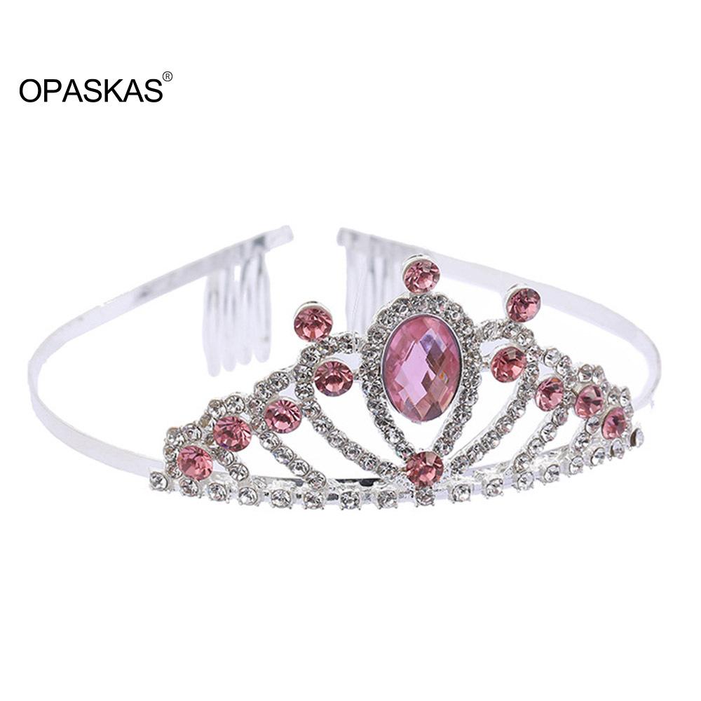 Girls Crowns Hairbands For Kids Children Performance Tiaras With Comb Rhinestone Alloy Cute Birthday Headpiece Baby Hair Jewelry