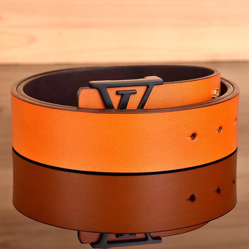 Herren Jugend Gürtel aus echtem Leder mit Karomuster und glatter Schnalle - Stilvoller Rindsleder Hüftgürtel für trendige Looks