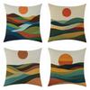 New Oil Painting Sunrise Impression Linen Pillowcase, Simple Four-piece Set with Label