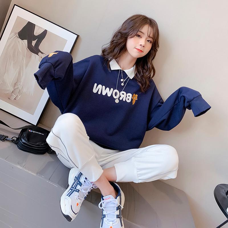 2026 Women's Plus Size Korean-Style Polo Collar Hoodie, Loose Fit Autumn Designer Top