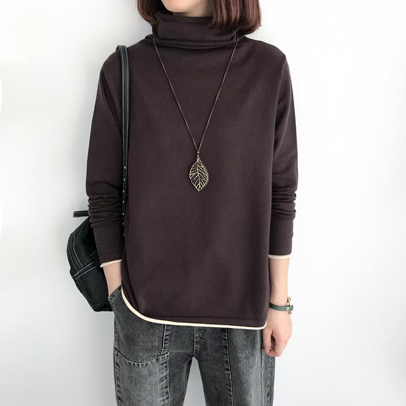 Women's Plus Size Fleece-Lined High Neck Pullover - Autumn/Winter Loose Style