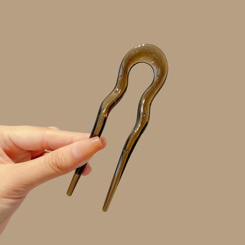 Elegant U-shaped Acrylic Hairpin for Women's Bun - New Chinese Style