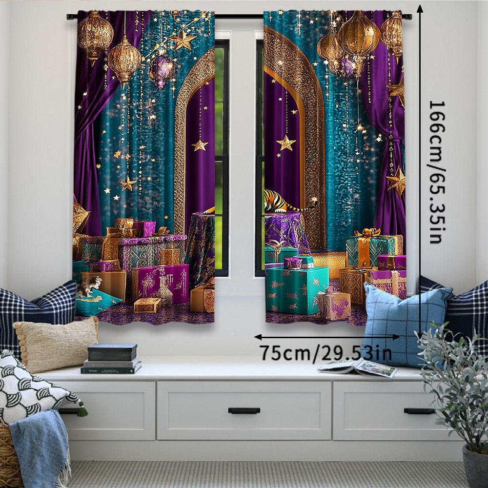 2Pcs Arabian Moroccan Nights Curtain Indian Luxurious Birthday Party Suitable For Living Room Bedroom And Many Other Occasions A