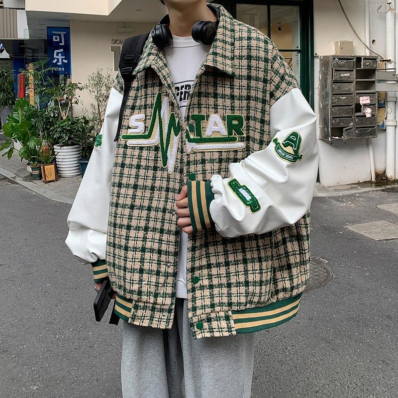 Spring and Autumn Splicing Jacket Men's Spring New American High Street Trendy Baseball Jersey Men's and Women's