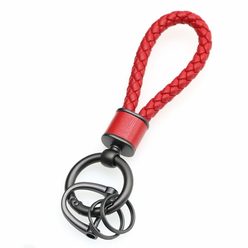 Rockyu Keychain, Men's, Women's, Braided Leather, Car Key Ring, Simple, Stylish, Lightweight, Durable, Gift,