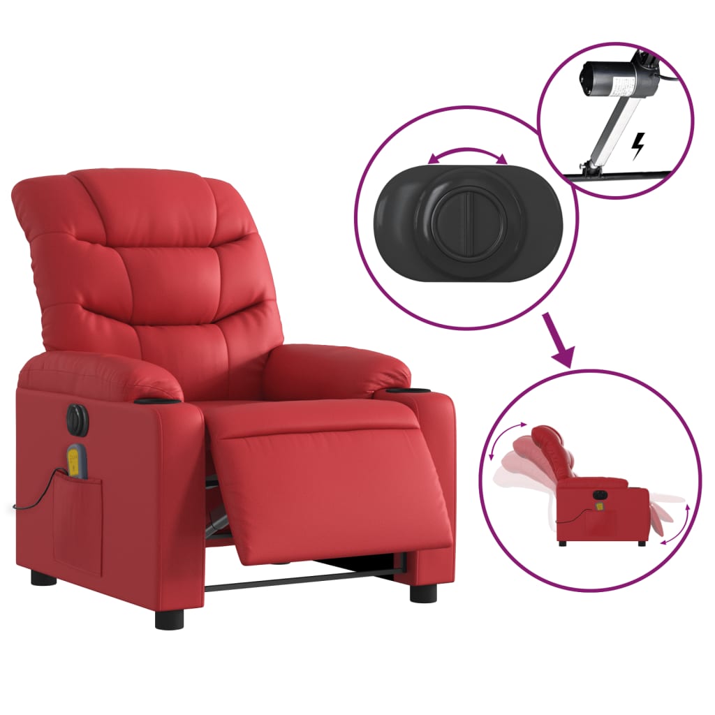 Vidaxl Foldable Massage Armchair, Electric, Red, Eco-leather