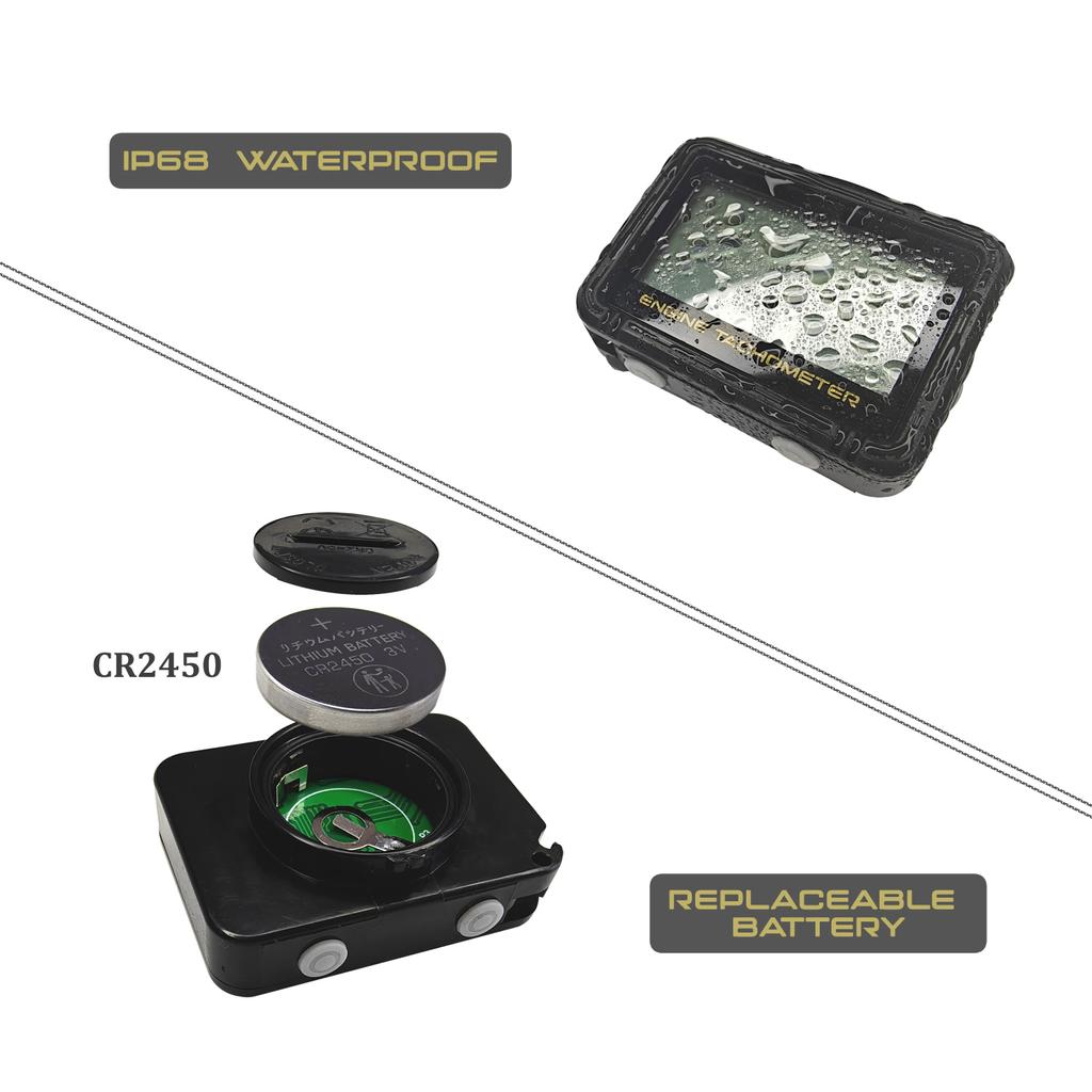 Waterproof Digital Big Screen Engine Tachometer Motorcycle Multifunction Tach Hour Meter RPM SVC Clock For Boat Moto With Clip