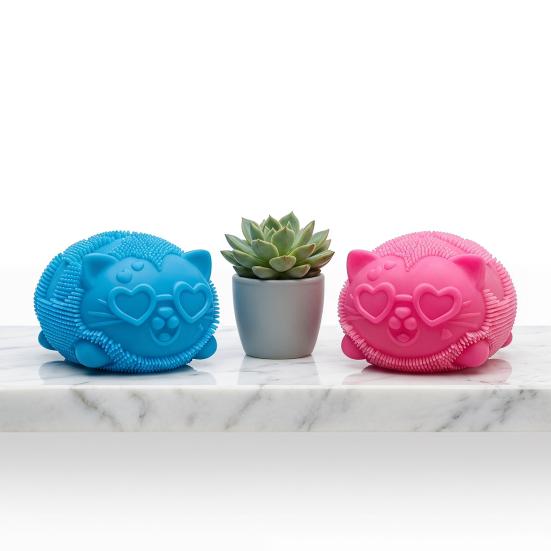 Mini Fuzz Cat Squeeze Toy Stress Relief Fuzzy Ball Fidget Toy Focus Aid Relaxation Anxiety Relieving Office Desk Toy