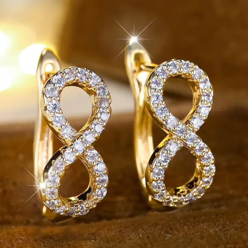 925 Silver Simple Bowknot Infinity Earrings for Women Fashion Wedding Jewelry Bowtie CZ Zircon Brincos Mujer