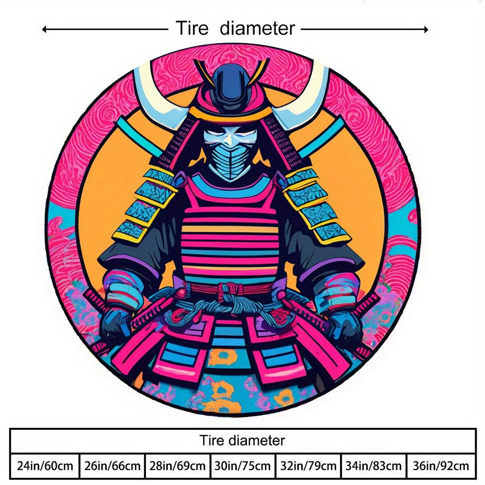 Japanese Samurai Pattern Car Tire Cover, Essential For Outdoor Adventures, Durable And Stylish In Ukiyo-e Design