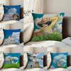 Cartoon W-Wind R-Rises Pillow Case Anti-dustmite Pillowcase Invisible Zipper Silky Short Plush Sofa Cushion Cover