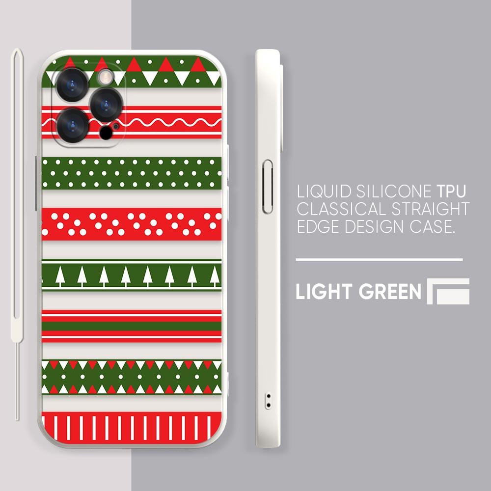Merry Christmas Santa Claus Phone Case iPhone 11 12 13 14 Pro Max 7 8 Plus XR XS SE Straight Edge Liquid Silica Gel Shell Cover