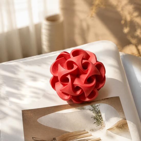 Fine Craftsmanship Desk Decor 3D Printed Geometric Hollow Sphere Sculpture, Abstract Twisted Flower Personalized Decorative Gifts Ball Ornament,