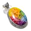 Rainbow Solar Quartz Gemstone Handmade 925 Sterling Silver Pendant 2.48" J0c72