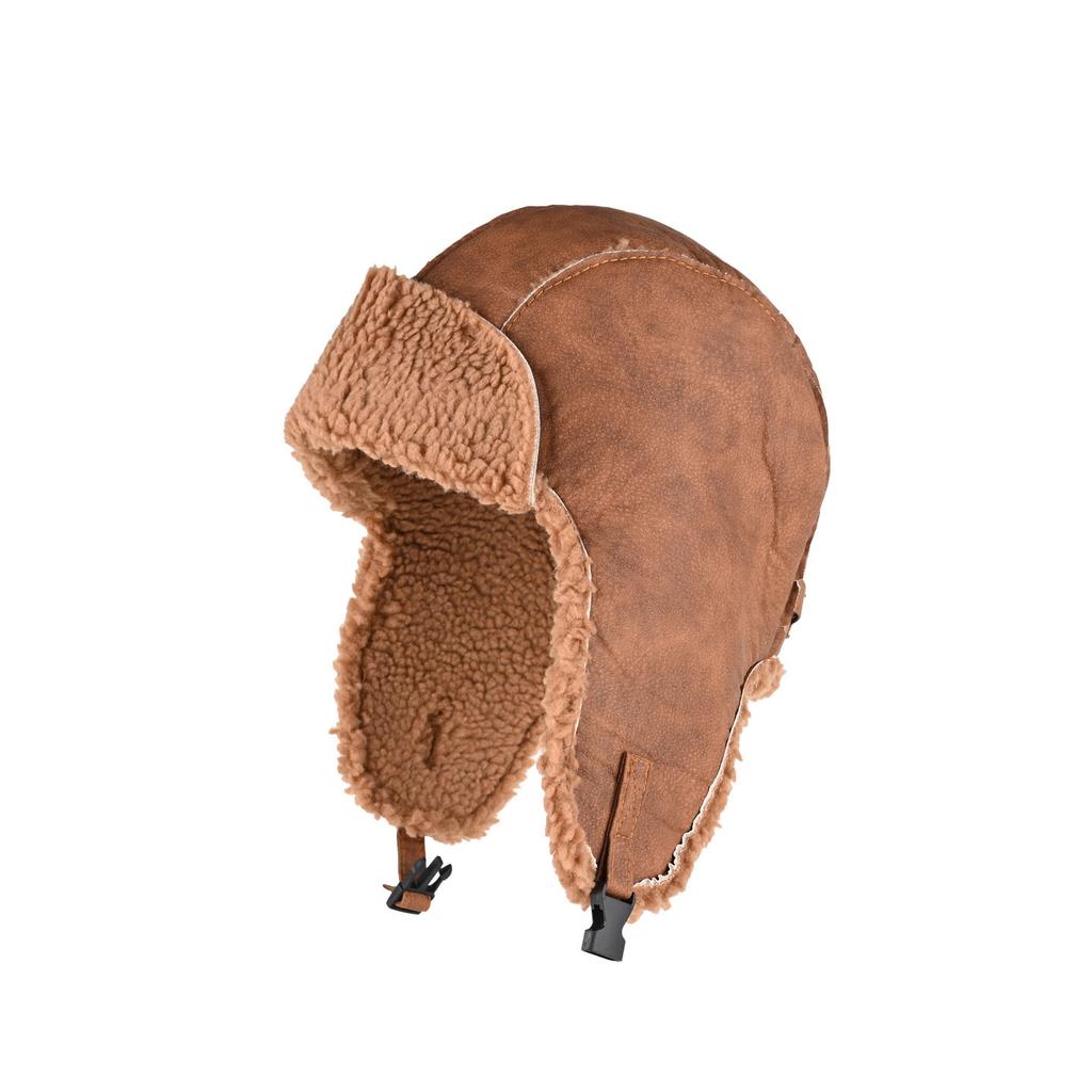 Czapka z wełny jagnięcej męska i damska zimowa aksamitna pogrubiona ciepła ochrona uszu czapka bawełniana outdoorowa na zimno do jazdy na rowerze czapka lotnicza