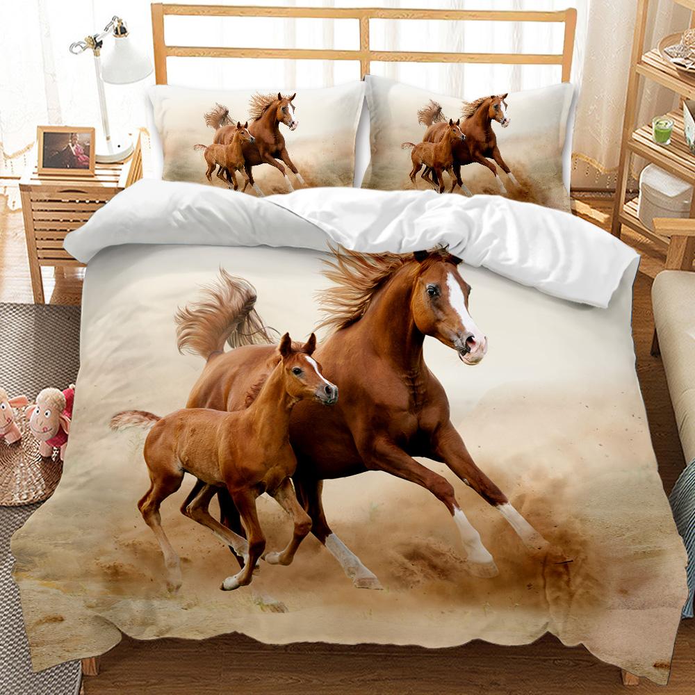 Horse Duvet Cover Set Horse Running In Starry Sky Print Twin Bedding Set For Adults Animal Queen King Size Qulit Cover