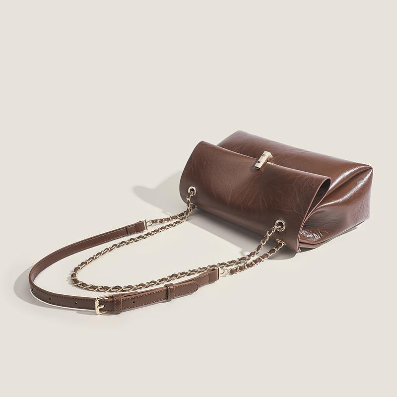 Simple Commuting Small Square Bag for Women 2024 New Vintage Underarm Bag Chain Handbag Casual Shoulder Crossbody Bag