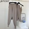 BITCED Women's Vest Knitted Jacket + Small Leg Elastic Pants Three-piece Set