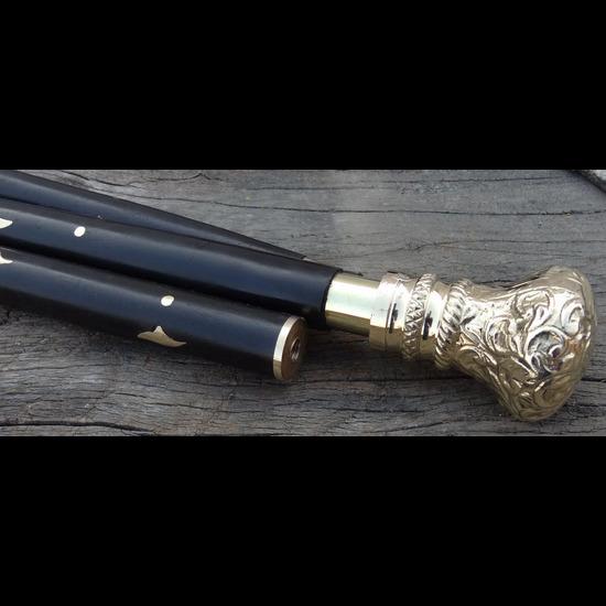 Vintage Spazierstock, Designer Spazierstock mit Gravur, viktorianischer Holzstock