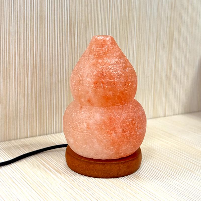 USB Powered Himalayan Gourd Salt Lamp - Warm Light Crystal Decor