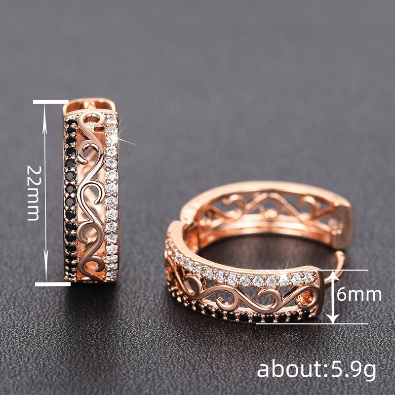 Hollow Design Earrings, Rose Gold Retro Jewelry, French Elegant Light Luxury Jewelry