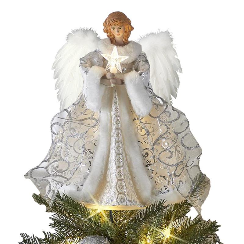 2025 Christmas Tree Angel Topper Lovely Angel Pendant Christmas Tree Toppers Sparkling Angel Statue Treetop Decoration belgium