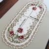 Oval Vintage Embroidered Lace Tablecloth Floral Table Cloth Mat Decoration 40*85cm