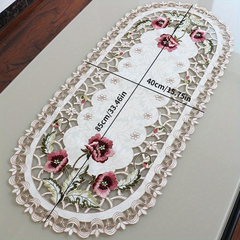 Oval Vintage Embroidered Lace Tablecloth Floral Table Cloth Mat Decoration 40*85cm