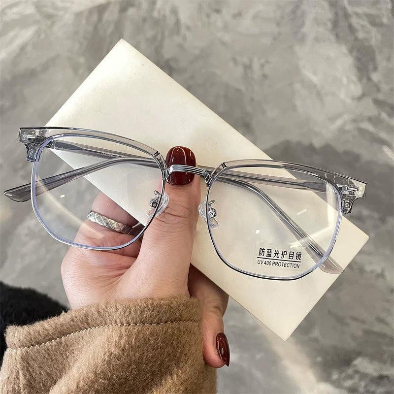 Half frame metal eyebrow myopia glasses male Sven ruffian handsome anti-blue light myopia can be matched with degree eye frame