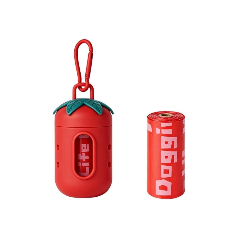 Clip On Dog Walking Poop Bag Case with Refillable PVC Dispenser, 15 Bag Waste Bag Dispenser for Daily Leash and Bag Carry