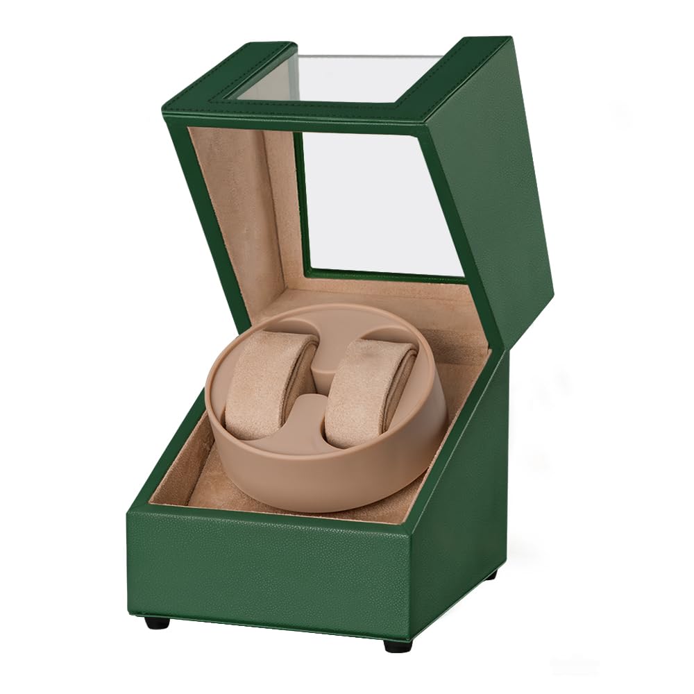 SOUKENGEN Automatic Watch Winder (2-Watch Winder) for Men and Women (09: Green 2+0L)