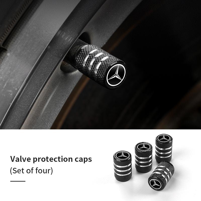 

GLC GLB 4Pcs Metal Car Tire Valve Stems Cap Dustproof Cover Accessories For Benz AMG A C E S G Class W201 W210 W108 W204 W205 W