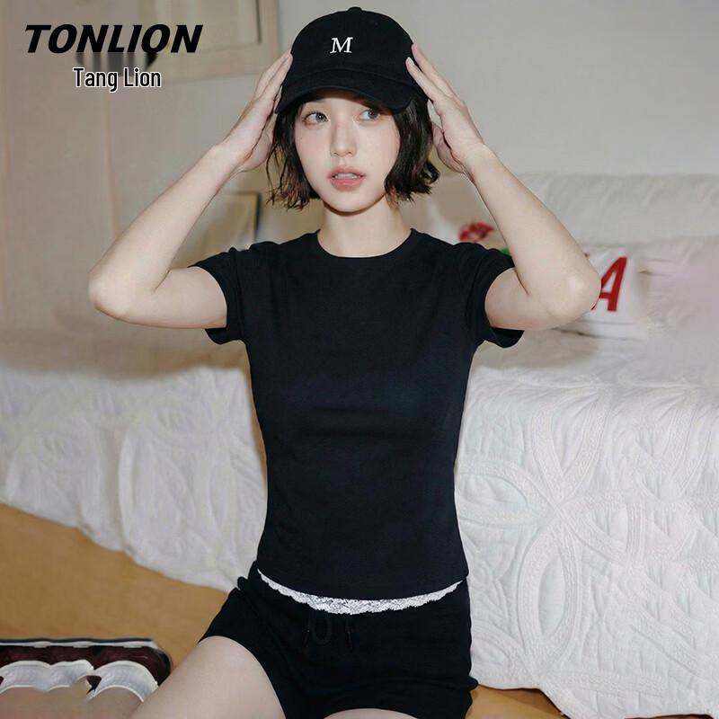 TonLion Women's Slim Fit Short Sleeve Round Neck T-shirt
