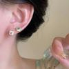 Pinkdudu Sugar Cube Yellow Diamond Stud Earrings Sparkling Light Luxury High-End Earrings Elegant PD2518