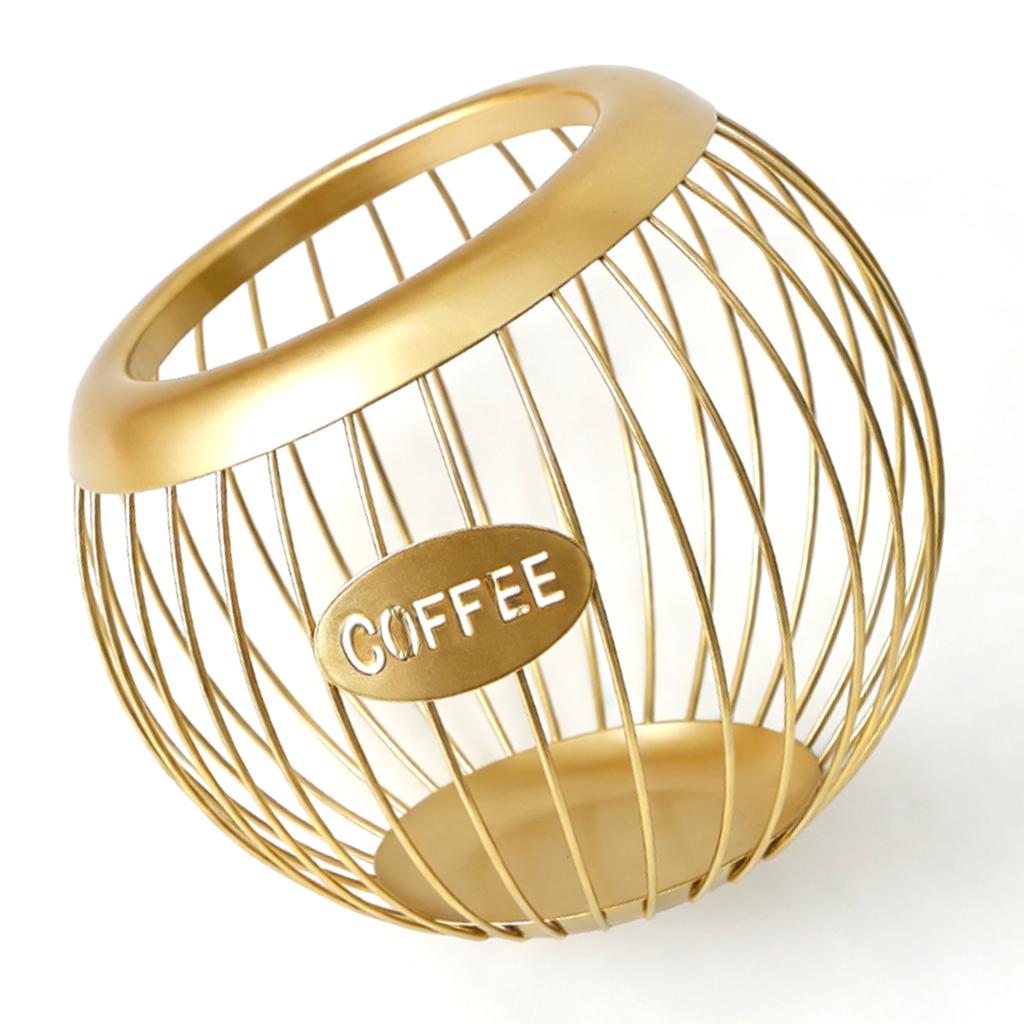 Spherical Coffee Capsule Holder Large Capacity Coffee Pod Basket Metal Wire Fruit Bowl Snack Storage for Home Kitchen