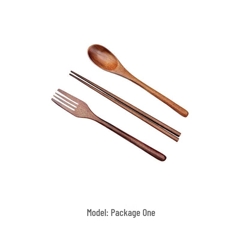 Phoebe Wood Spoon, Fork, and Chopsticks Set - Portable, Wrapped, and In Stock for Household Use