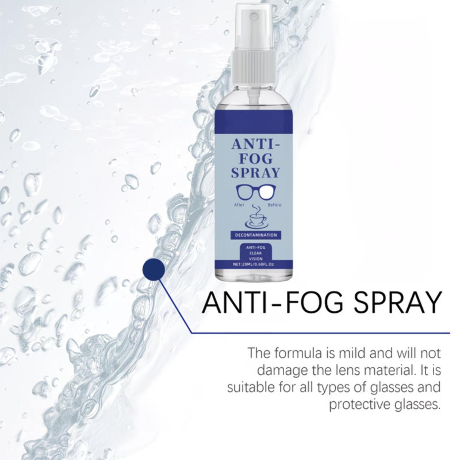 Anti Fog Spray for Glasses Lens Cleaner 20ml Clear Vision Decontamination Spray Suitable for Eyeglasses Goggles and Face Shields One Size
