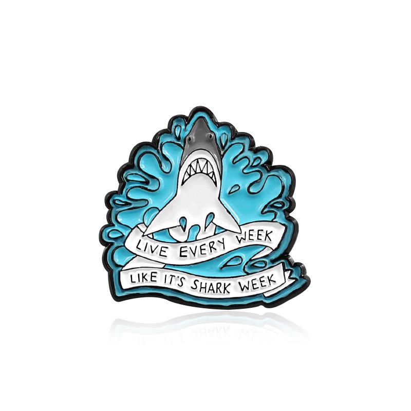 Cute Shark Cartoon Enamel Pin - European & American Fashion Badge Ornament